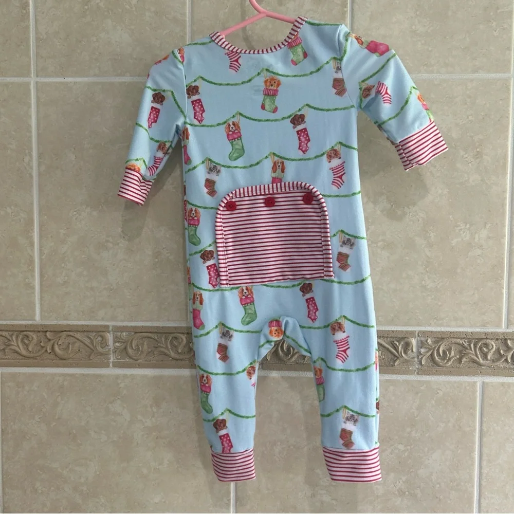 Serendipity by Shrimp and Grits Puppy Christmas Buttflap Pajamas
